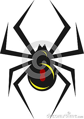 Black and yellow spider logo icon Vector Illustration