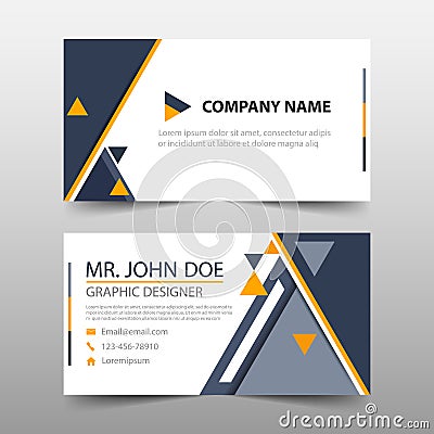 Black yellow triangle corporate business card, name card template ,horizontal simple clean layout design template , Vector Illustration