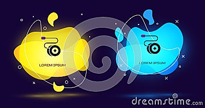 Black Yoyo toy icon isolated on black background. Abstract banner with liquid shapes. Vector Stock Photo