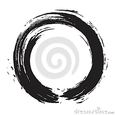 Black Zen Brush Circle Stroke Vector Art Vector Illustration