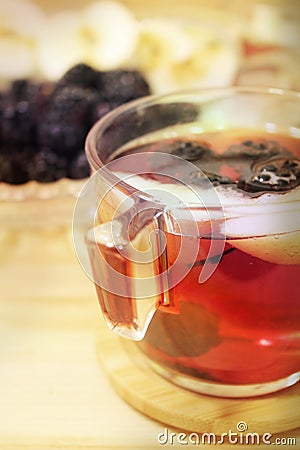 Blackberries, Apples, Sparkling Fruit Juice Stock Photo