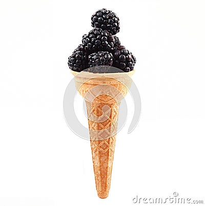 Blackberries like ice cream on white background Stock Photo