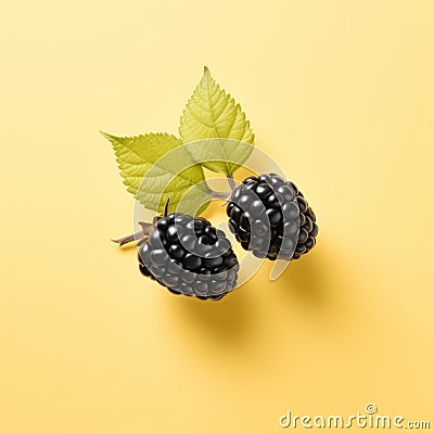 Minimalistic Blackberry Design On Light Yellow Background Stock Photo
