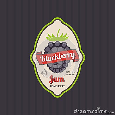 Blackberry jam retro fruit label Vector Illustration