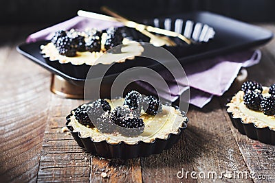 Blackberry mini tarts Stock Photo