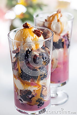 Blackberry parfait Stock Photo