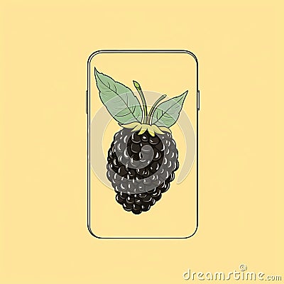 Minimalistic Iphone And Blackberry Illustration With Organic And Pop Art-inspired Aesthetics Cartoon Illustration