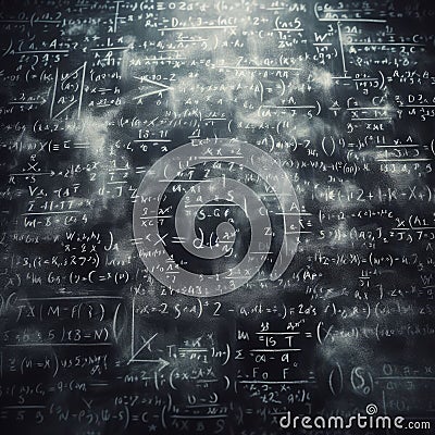 Blackboard containing mathematical equations Stock Photo