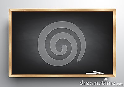 Blackboard background and wooden frame, rubbed out dirty chalkboard, vector illustration Vector Illustration