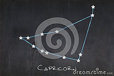 Capricorn constellation drawn on a blackboard Stock Photo