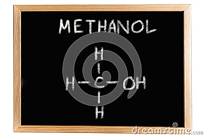 Blackboard with the chemical formula of Methanol Stock Photo