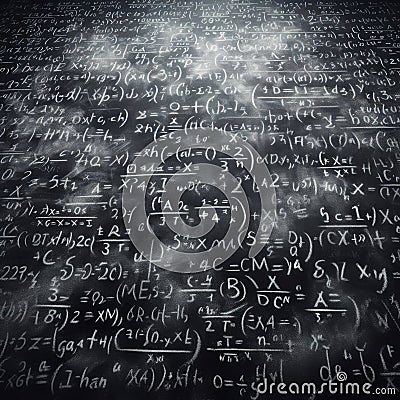 Blackboard containing mathematical equations Stock Photo