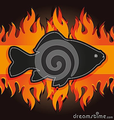 blackboard grill menu card fish fire board Vector Illustration