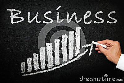 Blackboard with handwritten business text. Goal concept. Stock Photo