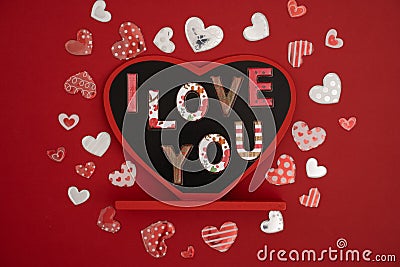 Blackboard with I love you words and hearts Stock Photo