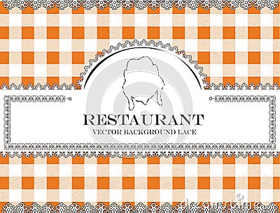 Blackboard lace menu restaurant chicken Vector Illustration