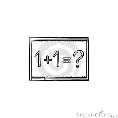 Blackboard with math task hand drawn sketch icon. Vector Illustration