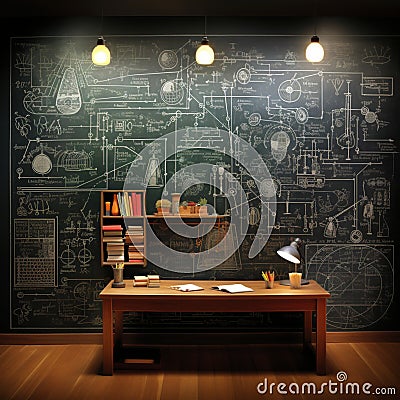 Blackboard with mathematical formulas, enhancing the back to school atmosphere Stock Photo