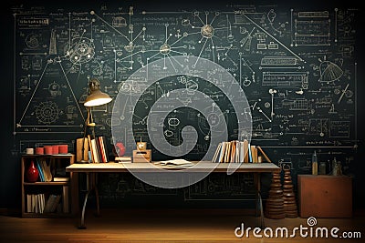 Blackboard with mathematical formulas, enhancing the back to school atmosphere Stock Photo