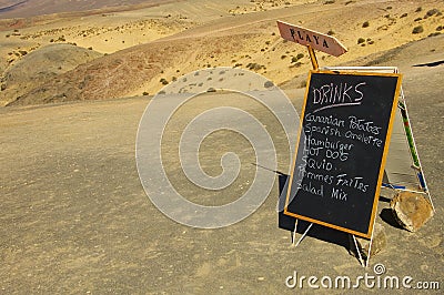 Blackboard menu of a spanish beach bar Stock Photo