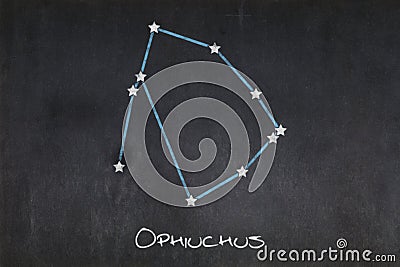 Ophiuchus constellation drawn on a blackboard Stock Photo