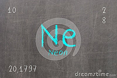 blackboard with periodic table, Neon Stock Photo