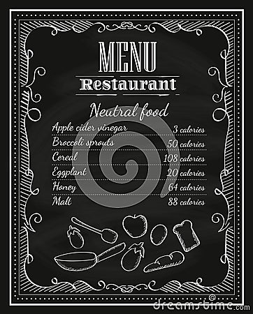 Blackboard restaurant hand drawn chalkboard frame vintage menu l Vector Illustration