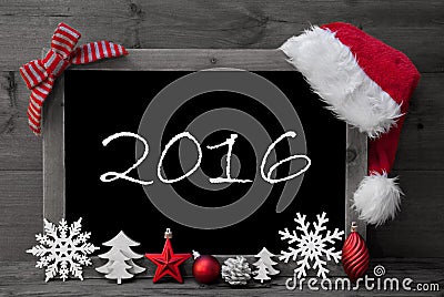 Blackboard Santa Hat Christmas Decoration Text 2016 Stock Photo