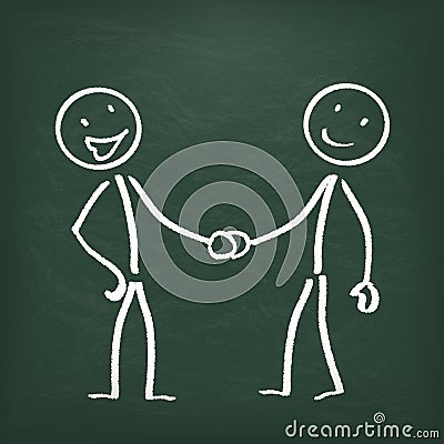 Blackboard Stickman 2 Handshake Vector Illustration