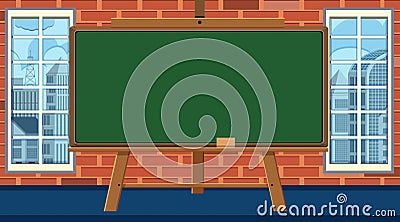 Blackboard template on the wall Cartoon Illustration