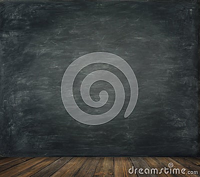 Blackboard Wall Wood Floor Background, School Black Board Stock Photo