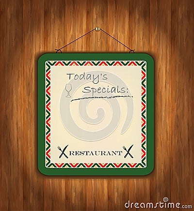 Blackboard wooden paper green Vector Illustration