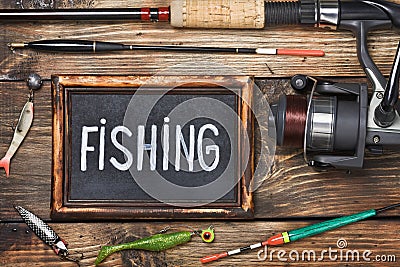 Blackboard with the word fishing Stock Photo