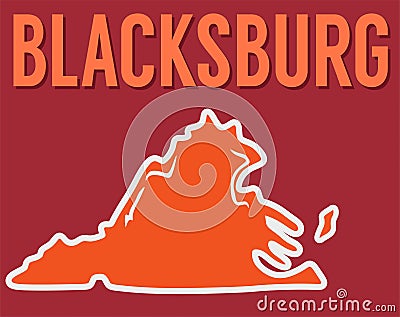 Blackburg Virginia with red background Vector Illustration