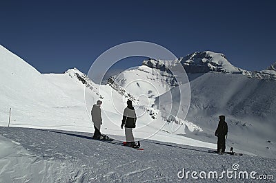 Blackcomb snowboarders Stock Photo