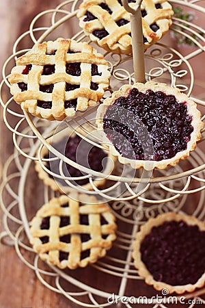 Blackcurrant tartlets Stock Photo