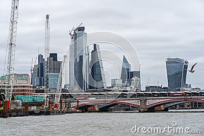 Blackfriars Bridge is a road and foot traffic bridge over the River Thames in London. London, UK, July 28, 2019 Editorial Stock Photo