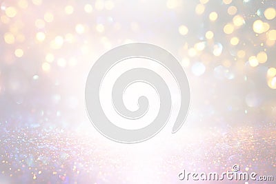 Blackground of abstract glitter lights. silver and gold. de-focused Stock Photo