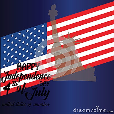 Blackguard for 4th of July with american flag and Confetti.USA independence day celebration with American flag.USA 4 th of July Vector Illustration