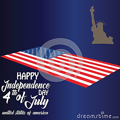 Blackguard for 4th of July with american flag and Confetti.USA independence day celebration with American flag.USA 4 th of July Vector Illustration