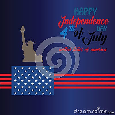 Blackguard for 4th of July with american flag and Confetti.USA independence day celebration with American flag.USA 4 th of July Vector Illustration