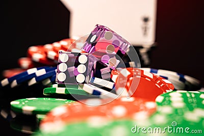 Blackjack cards with chips Stock Photo