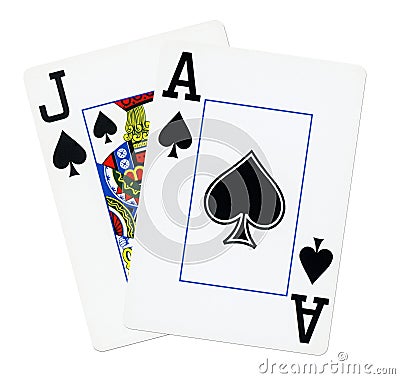 Blackjack cards isolated on white Stock Photo