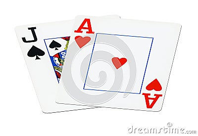 Blackjack cards isolated on white Stock Photo