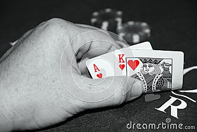 Blackjack hand of cards Stock Photo