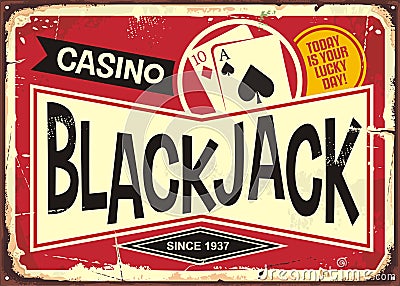Blackjack retro casino sign Vector Illustration