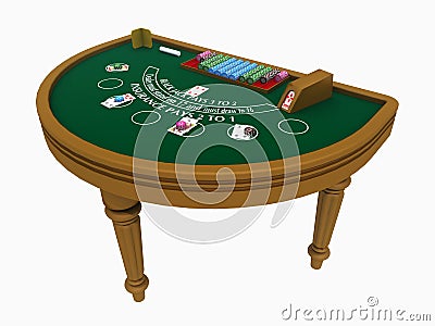 Blackjack table isolated on white background Cartoon Illustration