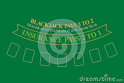 Blackjack table. top view Vector Illustration