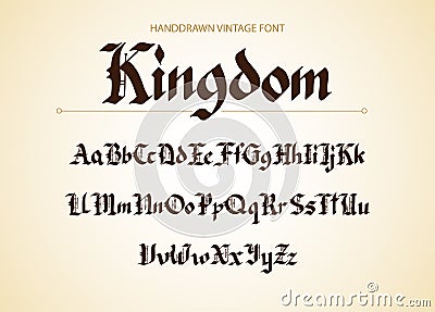 Blackletter gothic script hand-drawn font. Vector Illustration