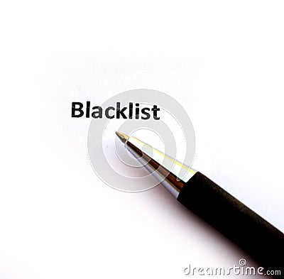 Blacklist with pen Stock Photo